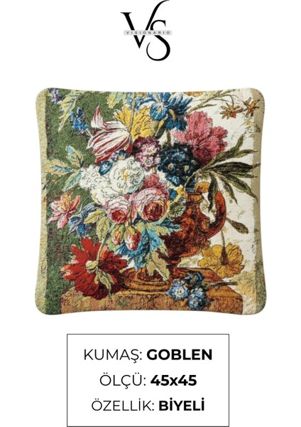 Jakarlı Dokuma Goblen Kırlent Kılıfı – 45X45 cm Biyeli ve Çift Taraflı Dekoratif Yastık modelleri
