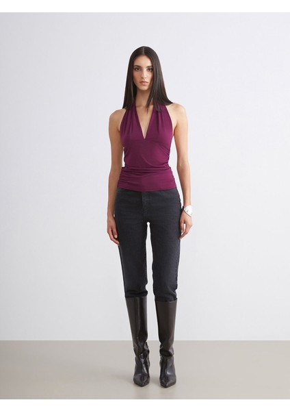 Yeni Sezon Halter Yaka Büzgülü Bluz fiyatları