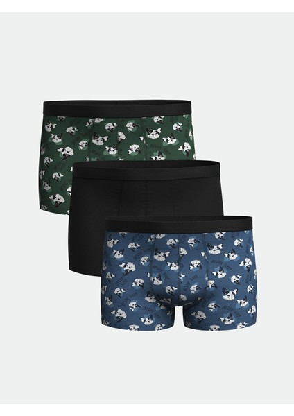 Yeni Sezon Standart Kalıp Pamuklu Esnek Erkek Boxer 3'lü