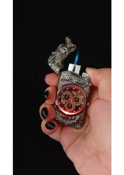 Metal Ejderha Figürlü Saatli Pürmüz Çakmak fiyatları