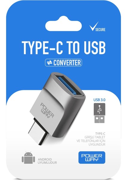 Type-C To USB 3.0 (Yüksek Hızlı) Veri Aktarımı Otg Çevirici Dönüştürücü