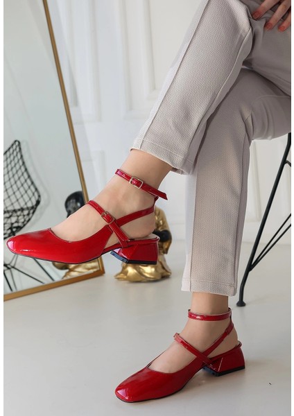 Yzlal Karmi Kırmızı Rugan Topuklu Kemerli Ayakkabı (Numara: 37) indirimleri