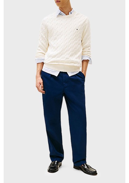 Pamuklu Relaxed Fit Örgülü Bisiklet Yaka Kazak Erkek Kazak MW0MW33132 Z00 modelleri