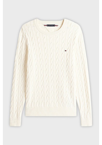 Pamuklu Relaxed Fit Örgülü Bisiklet Yaka Kazak Erkek Kazak MW0MW33132 Z00 indirimleri