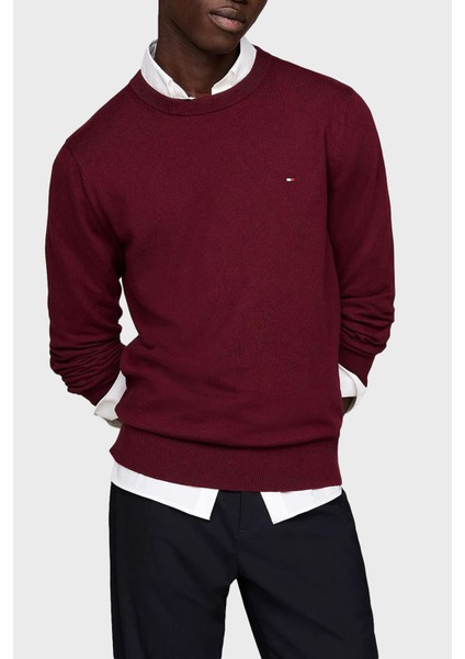 Pamuk ve Kaşmir Karışımlı Regular Fit Bisiklet Yaka Kazak Erkek Kazak MW0MW28046 Xıt