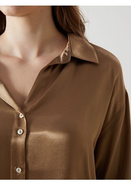 Yeni Sezon Oversize Saten Kadın Gömlek modelleri