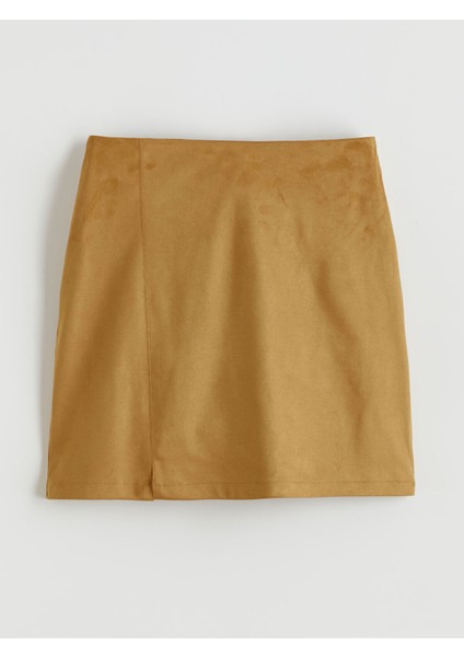 Yeni Sezon Beli Fermuarlı Süet Mini Etek indirimleri