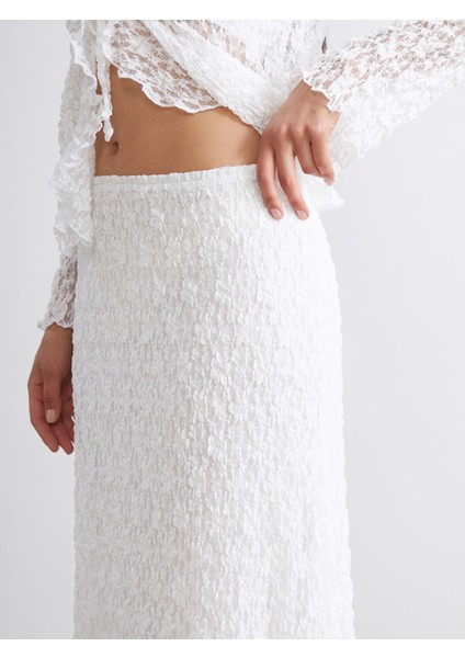 Yeni Sezon Beli Lastikli Dantelli Etek modelleri