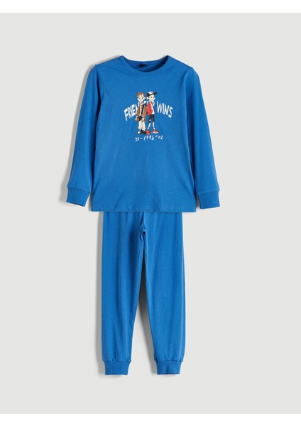 Yeni Sezon Bisiklet Yaka Erkek Çocuk Pijama Takımı