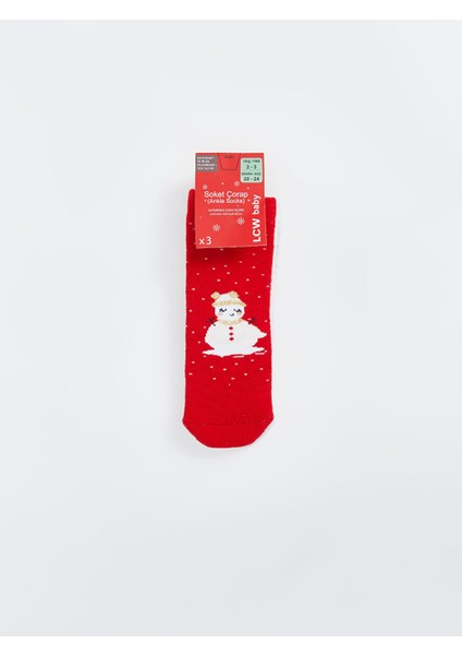 Yeni Sezon Yılbaşı Temalı Kız Bebek Soket Çorap 3'lü modelleri