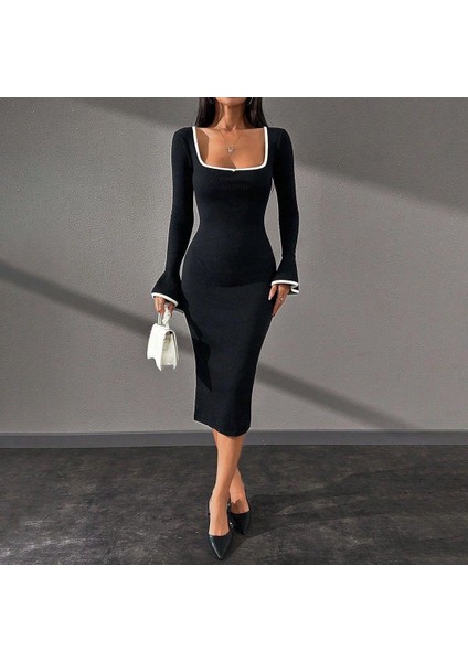 Yzlal Biyeli Midi Boy Elbise Siyah A3718 (Beden: S) fırsatları
