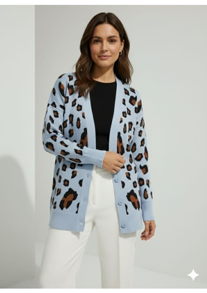 Mavi Leopar triko kadın Hırka indirimleri
