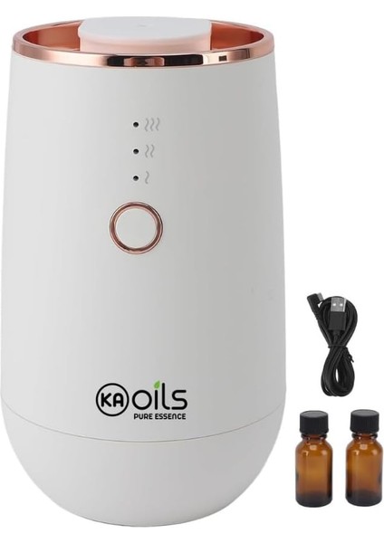 Kaoils Aromaterapi Uçucu Yağ Difüzörü – Kablosuz & Susuz | Otomatik, Taşınabilir, Şarjlı | 9 Renkli LED Işık | Araba ve Ofis Için Ideal | Beyaz