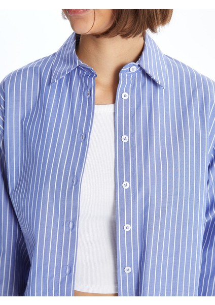 Yeni Sezon Çizgili Poplin Kadın Gömlek modelleri