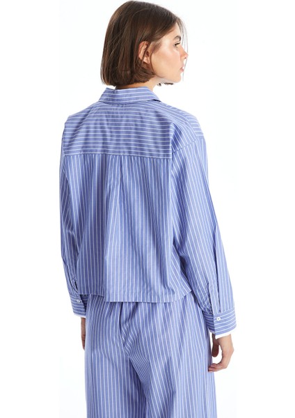 Yeni Sezon Çizgili Poplin Kadın Gömlek fırsatları