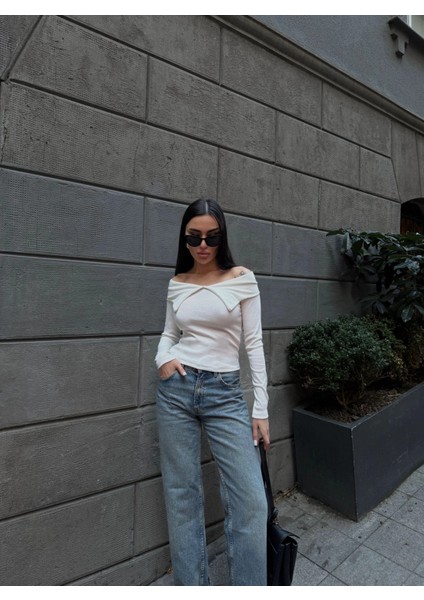 Yzlal Kelebek Yaka Uzun Kol Bluz Beyaz (Beden: S) modelleri