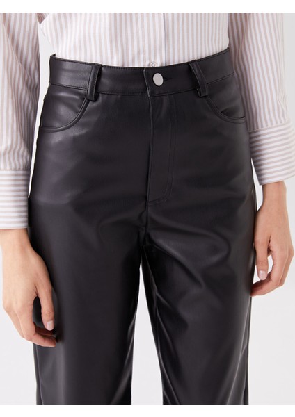 Yeni Sezon Normal Bel Dar Fit Düz Deri Görünümlü Kadın Pantolon fiyatları