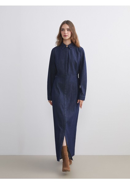 Yeni Sezon Gömlek Yaka Jean Elbise