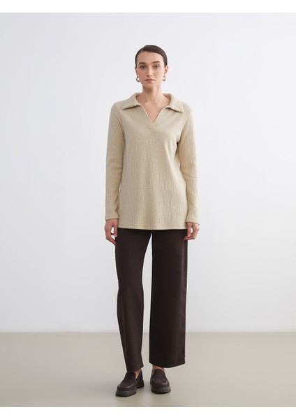 Yeni Sezon Polo Yaka Parlak Görünümlü Bluz fiyatları