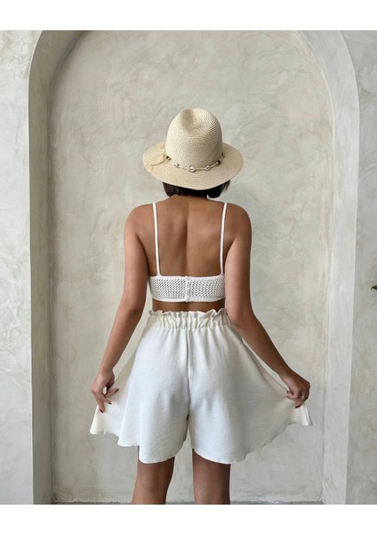 Yzlal Volanlı Keten Şort Bej S255058 (Beden: Xl) fiyatları