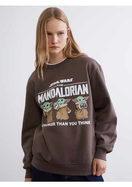 Yeni Sezon The Mandalorian Baskılı Kadın Kalın Sweatshirt