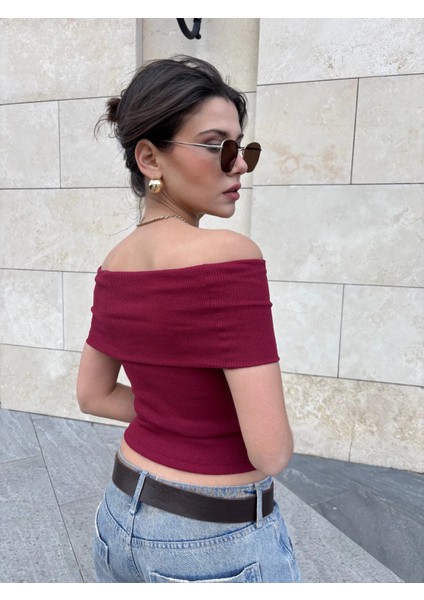 Yzlal Madonna Yaka Sıfır Kol Bluz Bordo (Beden: M) modelleri