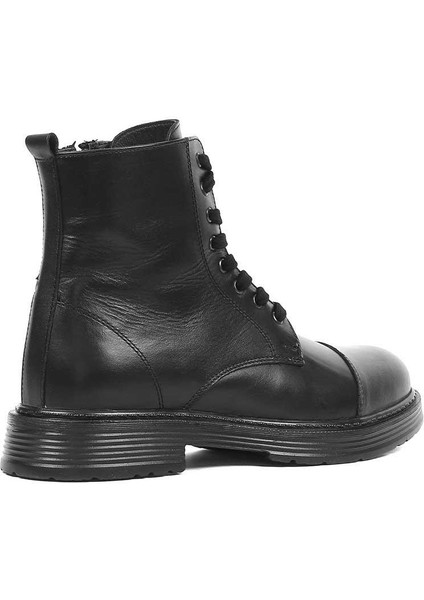 Erkek Siyah Bağcıklı Fermuarlı Deri Bot indirimleri