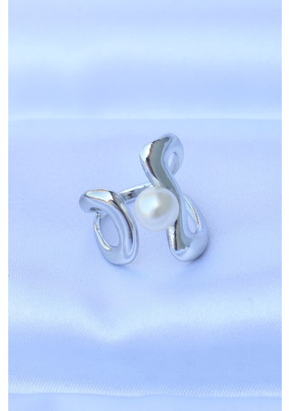 Pirinç Gümüş Renk Ayarlanabilir Inci Taşlı Yüzük fiyatları