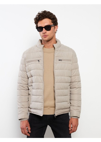 Yeni Sezon Standart Kalıp Dik Yaka Süet Erkek Şişme Mont modelleri