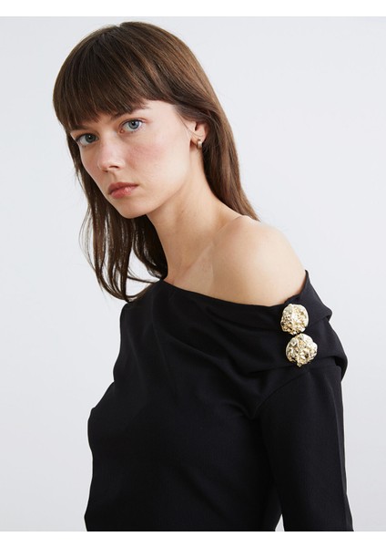 Yeni Sezon Kayık Yaka Büzgülü Bluz