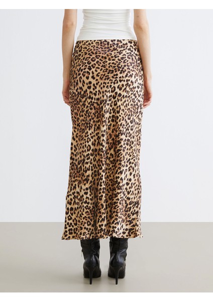 Yeni Sezon Beli Lastikli Leopar Desenli A Kesim Saten Etek fırsatları