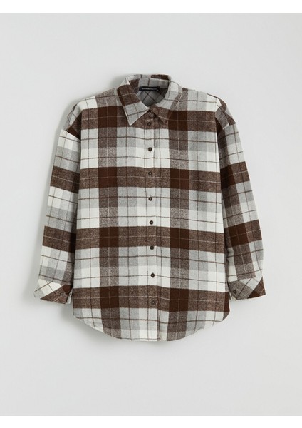 Yeni Sezon Ekose Oversize Kadın Gömlek