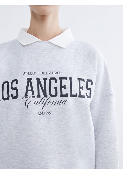 Yeni Sezon Los Angeles Baskılı Kadın Kalın Sweatshirt Tunik modelleri