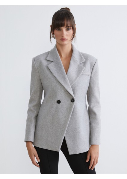 Yeni Sezon Kruvaze Yaka Kadın Kaşe Blazer Ceket