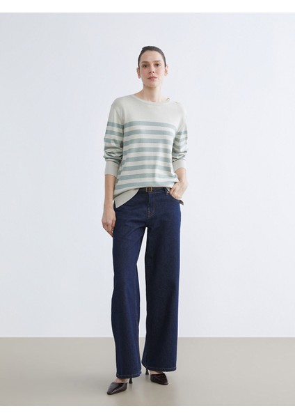 Yeni Sezon Bisiklet Yaka Çizgili Kadın Triko Kazak fiyatları