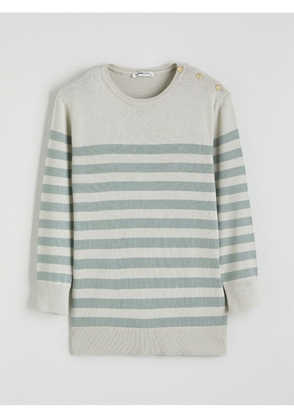 Yeni Sezon Bisiklet Yaka Çizgili Kadın Triko Kazak indirimleri