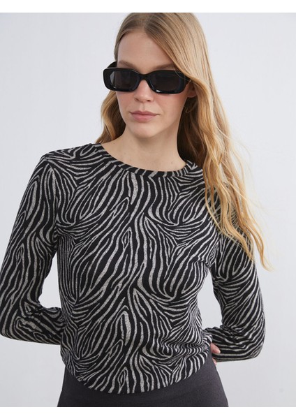 Yeni Sezon Bisiklet Yaka Desenli Bluz