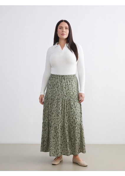 Yeni Sezon Beli Lastikli Desenli Katkat Etek