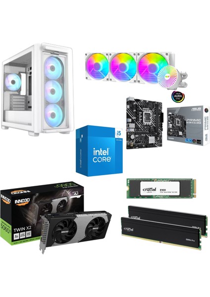 Rage X1 Intel I5-14400F | Rtx 5060 | 32GB Ddr4 3200MHZ Ram | 480GB Nvme SSD | Asus Prime H610 Anakart | Asus Tuf Gaming Kasa | 360MM Sıvı Soğutma | 600W Güç Kaynağı Gaming Pc Yüksek Fps