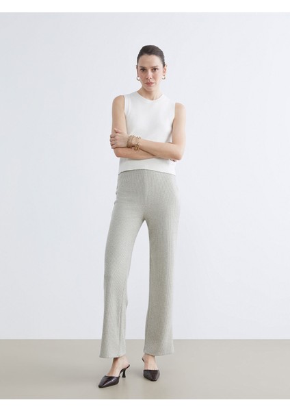 Yeni Sezon Beli Lastikli Geniş Paça Kadın Pantolon