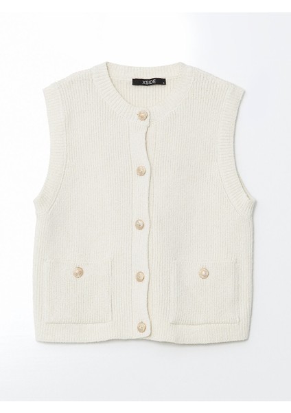 Yeni Sezon Bisiklet Yaka Dokulu Kadın Triko Yelek indirimleri