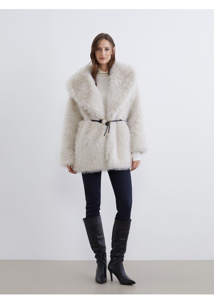 Yeni Sezon Şal Yaka Oversize Kadın Kürk Kaban fiyatları
