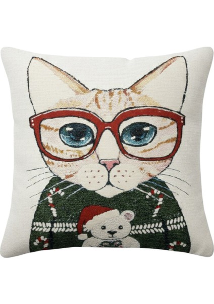 Jakarlı Dokuma Goblen Kırlent Kılıfı – 45X45 cm Biyeli ve Çift Taraflı Dekoratif Yastık