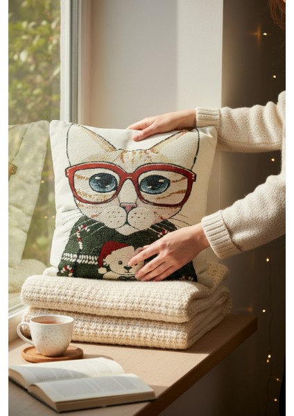 Jakarlı Dokuma Goblen Kırlent Kılıfı – 45X45 cm Biyeli ve Çift Taraflı Dekoratif Yastık fiyatları