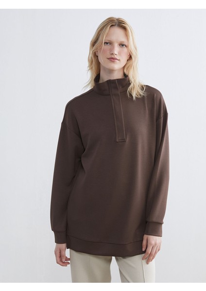 Yeni Sezon Dik Yaka Kadın Sweatshirt