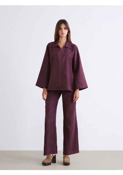 Yeni Sezon Gömlek Yaka Süet Görünümlü Bluz fiyatları