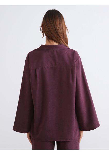 Yeni Sezon Gömlek Yaka Süet Görünümlü Bluz fırsatları