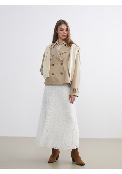 Yeni Sezon Beli Lastikli Ajurlu Dantelli Etek