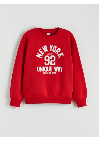 Yeni Sezon Bisiklet Yaka New York Baskılı Kız Çocuk Sweatshirt