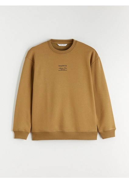 Yeni Sezon Bisiklet Yaka Baskılı Erkek Kalın Sweatshirt indirimleri